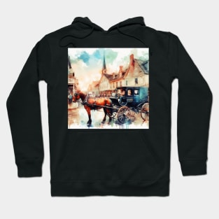 Artist illustration of an idealist town from the horse and buggy days. Hoodie